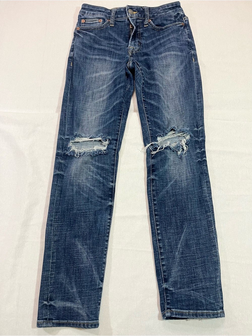 American Eagle Next level Flex Distressed Dark Blue Straight Leg Jeans